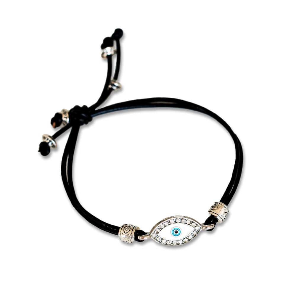 Black Cow Leather Protection Evil Eye Unisex Bracelet