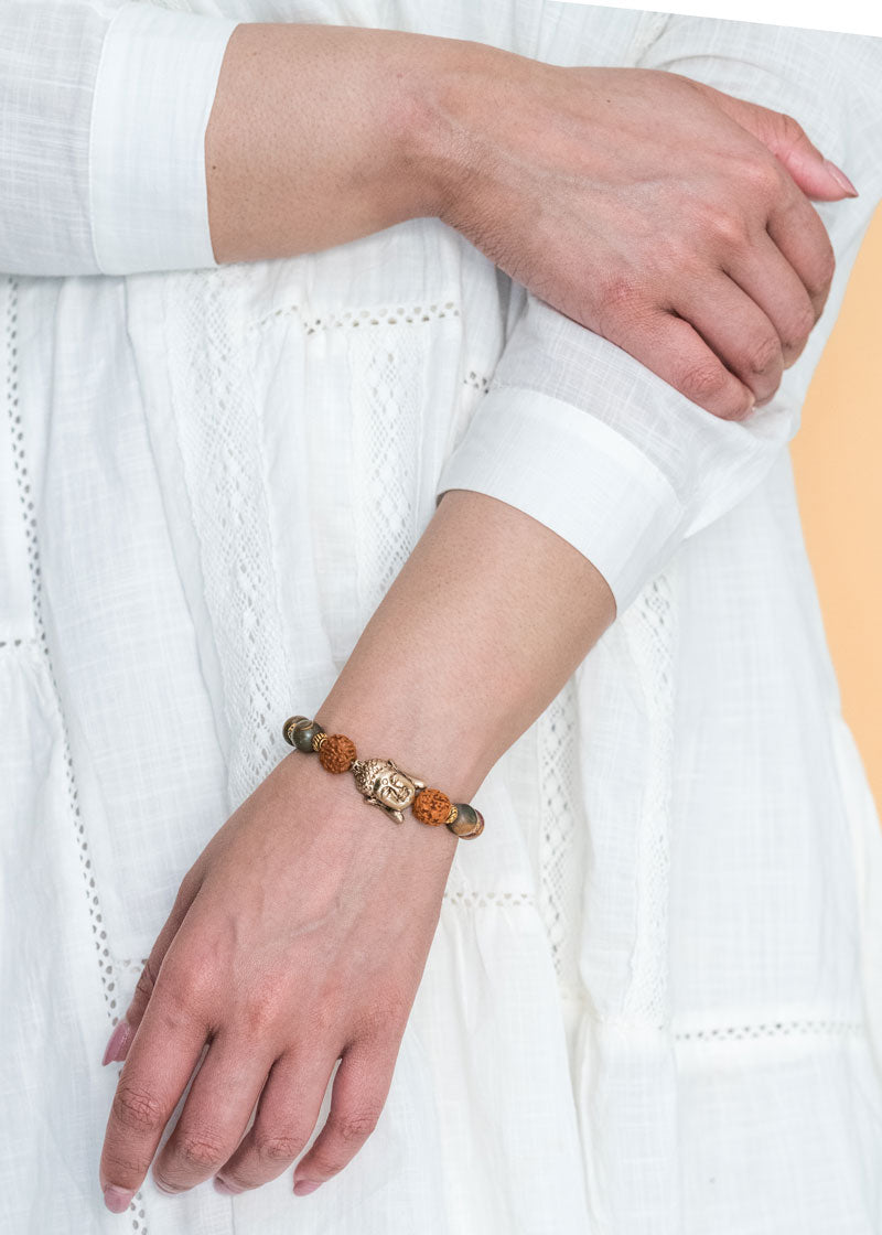 Picasso Jasper Rudraksha Budha Bracelet