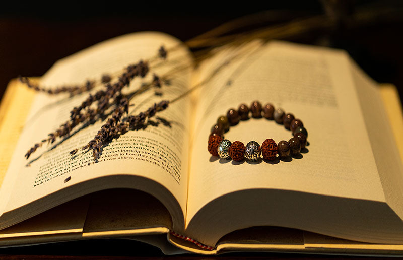 Picture Jasper, Rudraksha For Tranquility Unisex Bracelet