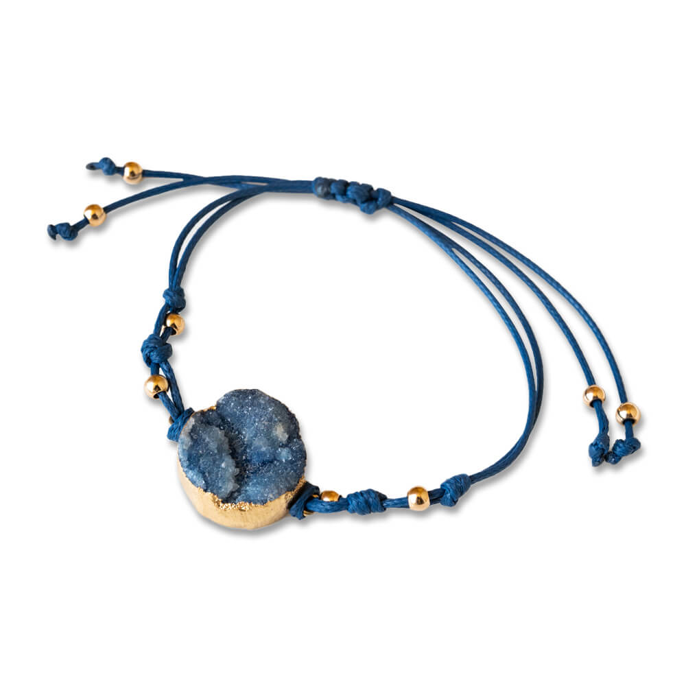 Aquamarine, Leather Chord With Rose Gold Beads Women Bracelet